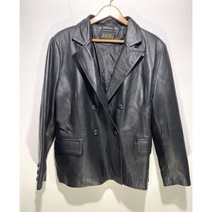 Jufah leather blazer wear with Grace jacket black classic old money women XL
